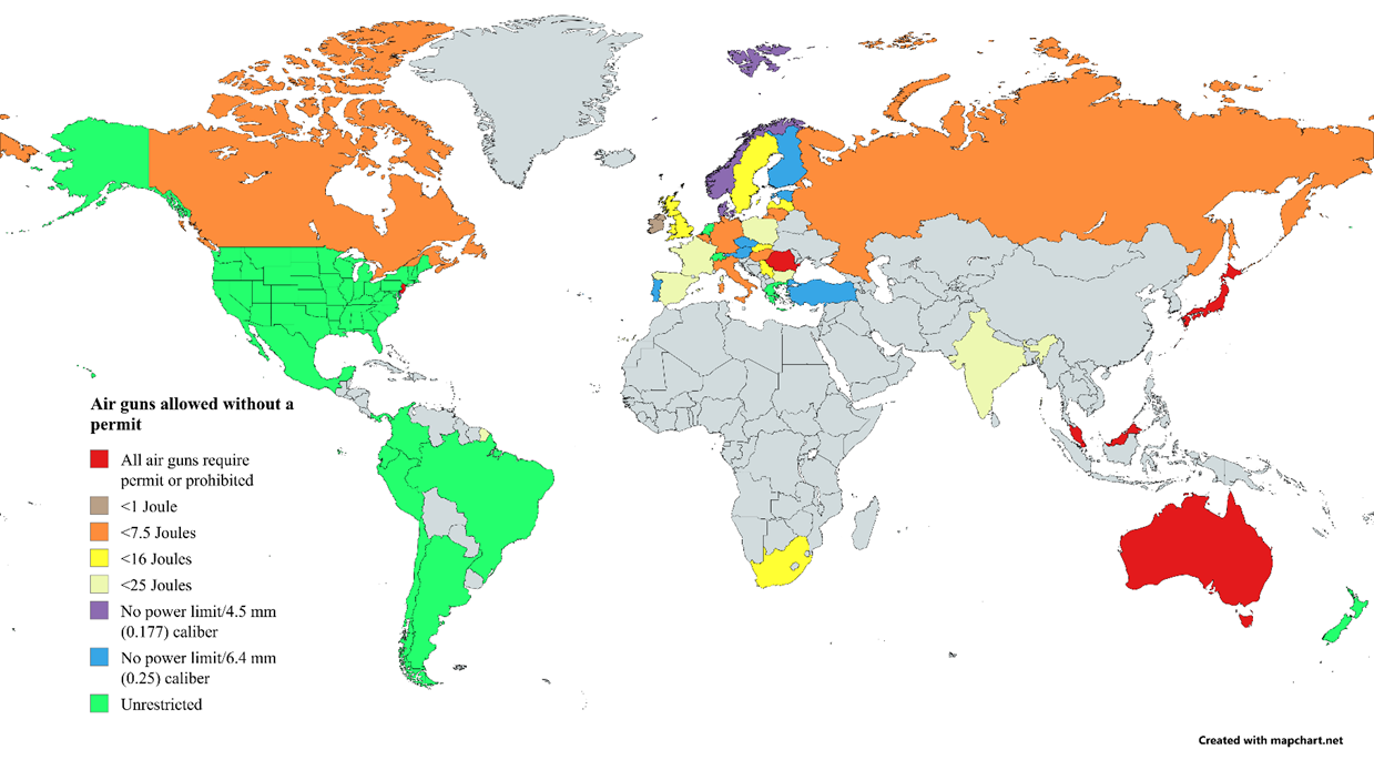 Overview of Legal Power Limits for Airguns Across Major European Countries